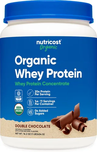 Vista 7 de Nutricost Concentrado de proteína de suero orgánico, sabor a mantequilla de maní de chocolate, (1 libra), sin gluten, sin OMG
