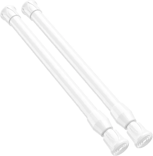 Vista 27 de Pack de 2 cortineros con resorte de tensión de 8 a 12.5 pulgadas, cortineros mini DIY sin necesidad de perforación para ventanas delgadas, armarios