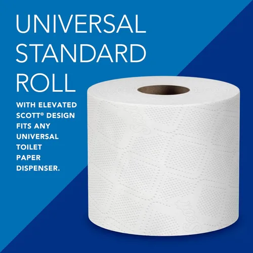 Vista 4 de Kimberly-Clark Scott Papel higiénico, rollo estándar de dos capas, Blanco, 11000
