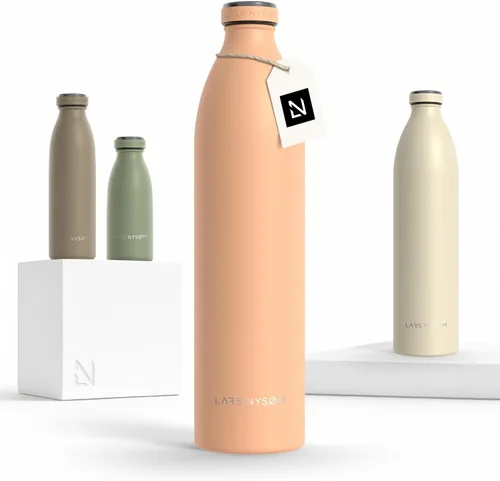 Vista 31 de LARS NYSØM Botella de agua aislada de acero inoxidable de 12 onzas, 17 onzas, 25 onzas, 34 onzas, 51 onzas, frasco térmico aislado para bebidas