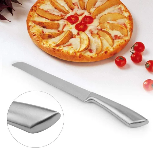 Vista 9 de TOPINCN Cuchillo de pan de acero inoxidable dentado cuchillo para hornear pastel pan cocina cortador herramienta de mano