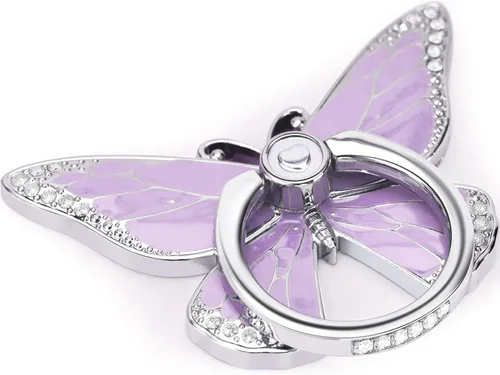 Vista 7 de Doflyesky Soporte de anillo de mariposa para teléfono celular, rotación de 360 grados, soporte de agarre de anillo de teléfono, soporte de dedo