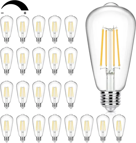 Vista 9 de Bombillas LED Edison vintage equivalentes a 60 W, regulables, 7 W, ST58, bombillas de filamento LED, blanco suave, 2700 K, iluminación