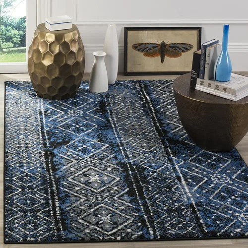 Vista 34 de SAFAVIEH Alfombra de área 8x10 - Colección Adirondack - Grande - Negro y plateado, diseño marroquí bohemio, no suelta pelusa y fácil de limpiar