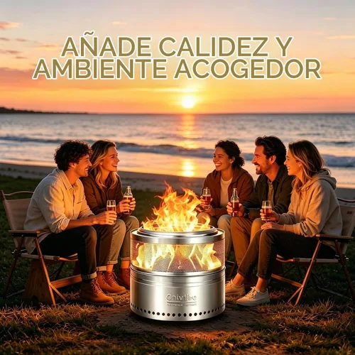 Vista 10 de Fogata de leña con bolsa de transporte, hoguera portátil desmontable de 19.5" para camping, tailgating, patio, patio trasero, chimenea perforada sin