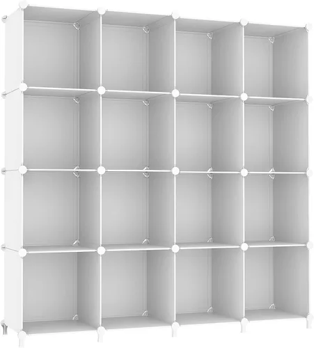 Vista 19 de AWTATOS Organizador de almacenamiento de 8 cubos, estante organizador de armario, estantería, estantes de almacenamiento apilables para armario