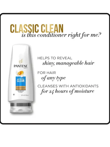 Vista 5 de Pantene Acondicionador Classic Clean, 24 fl oz, paquete doble