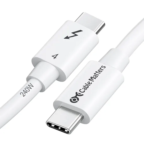 Vista 7 de Cable Matters [Certificado por Intel] Cable Thunderbolt 4 de 40Gbps 1 pie con video 8K y carga de 240W - 0,3m, compatible con USB4, Cable