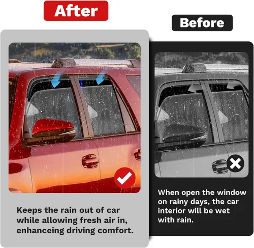 Vista 3 de Canvcle 4Runner - Protectores de lluvia – Viseras de ventana para Toyota 4Runner 2010-2024, deflectores de viento de ventana lateral con cinta