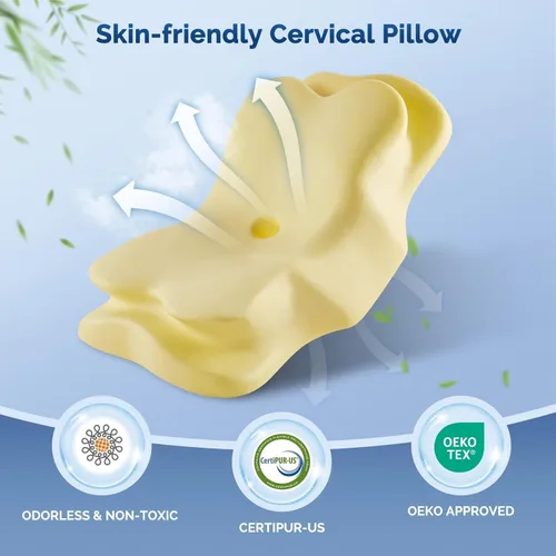 Vista 6 de Almohada cervical para el cuello, almohada ergonómica para dormir de lado para el soporte del cuello, almohadas de espuma viscoelástica refrescante