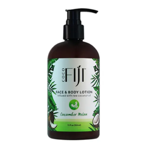 Vista 11 de Coco Fiji Loción facial y corporal infundida con aceite de coco, loción para piel seca, crema facial hidratante y loción de masaje para mujeres