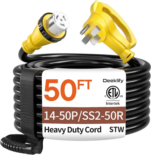 Vista 11 de NEMA14-50P/SS2-50R - Cable generador de 25 pies y 50 amperios con bloqueo giratorio