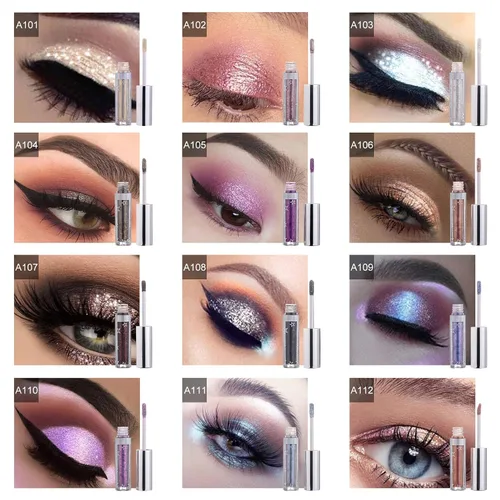 Vista 4 de Shining Shimmer - Sombra de ojos líquida con purpurina metálica, pigmentos metálicos de maquillaje para ojos, delineadores de ojos, set de sombra