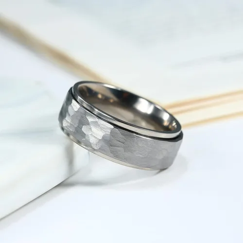 Vista 6 de Anillo giratorio de titanio de tungsteno de 0.2360.315 pulgadas para hombre, tamaño medio, sin níquel, anillo de ansiedad para hombres y mujeres