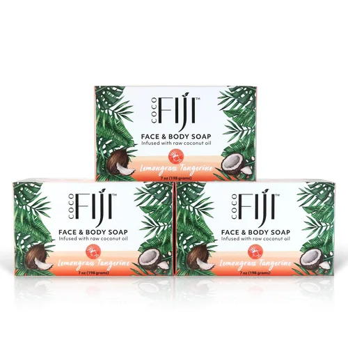 Vista 9 de Barra de jabón Coco Fiji para cara y cuerpo infundida con aceite de coco orgánico, Awapuhi Seaberry, aceite esencial, jabón natural para hidratar