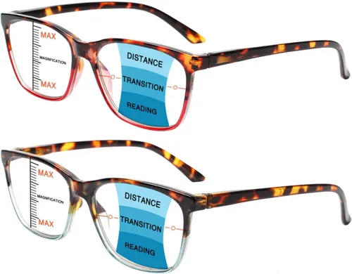 Vista 11 de COJWIS Progressive Multifocus Reading Glasses Blue Light Blocking,Spring Hinge Readers for Women Men