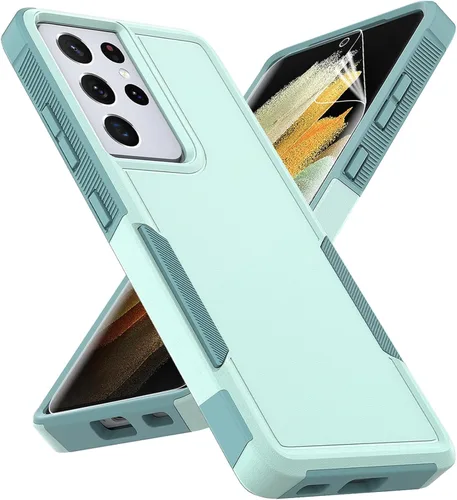 Vista 15 de Funda para Samsung Galaxy S21 Ultra: funda protectora de doble capa resistente para teléfono celular, a prueba de golpes, con protector de pantalla