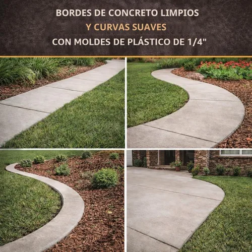 Vista 5 de Formas flexibles de plástico para hormigón plano y bordillos pequeño conjunto (cuatro piezas de 4 "x 8', 4" x 32' en total) de Walttools