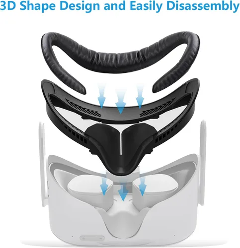 Vista 4 de Paquete de 2 almohadillas faciales para Oculus Quest 2, almohadilla facial y cubierta facial, almohadilla antiempañamiento a prueba de sudor para VR