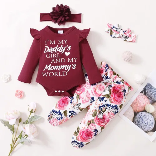 Vista 73 de SUNNY PIGGY Ropa para bebé recién nacida, con volantes, mameluco de algodón floral, conjunto de pantalones de algodón para niñas
