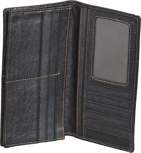 Vista 4 de Cartera larga de cuero genuino para mujer