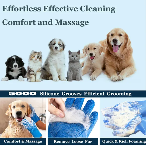Vista 4 de 3-in-1 Pet Grooming Gloves for Washing, Deshedding & Massage (2)