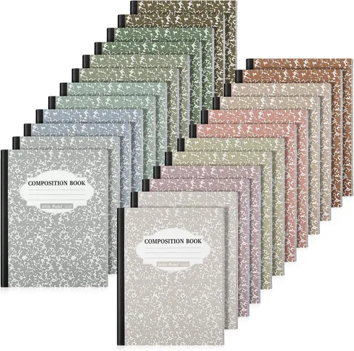 Vista 17 de Colarr Paquete de 8 cuadernos de composición de 9.75 x 7.5 pulgadas de ancho, libros de composición de papel de mármol a rayas de varios