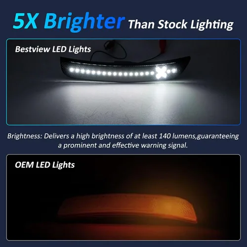 Vista 3 de Bestview 4 luces de posición laterales para Chrysler 300 2015-2021: luces LED blancas de parachoques delantero y trasero estilo X, lámparas