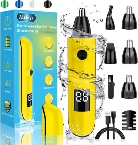 Vista 8 de Recortador de nariz para hombres y mujeres, removedor profesional de cejas y vello facial, IPX7 impermeable, recargable por USB, fácil limpieza