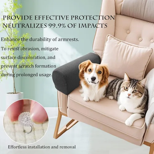 Vista 3 de Juego de 2 fundas elásticas para reposabrazos de sofá, silla y sillón reclinable (Negro)