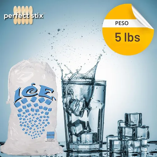 Vista 2 de Perfect Stix Paquete de 50 bolsas de hielo de 5 libras, bolsas de hielo resistentes con cordón (2 mils de grosor)