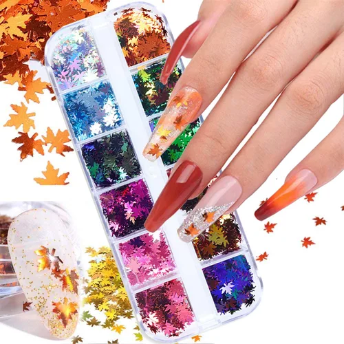 Vista 10 de Lentejas de purpurina camaleón para uñas, lentejuelas de arte de uñas holográficas 3D con gradiente láser, polvo de purpurina brillante en gel UV