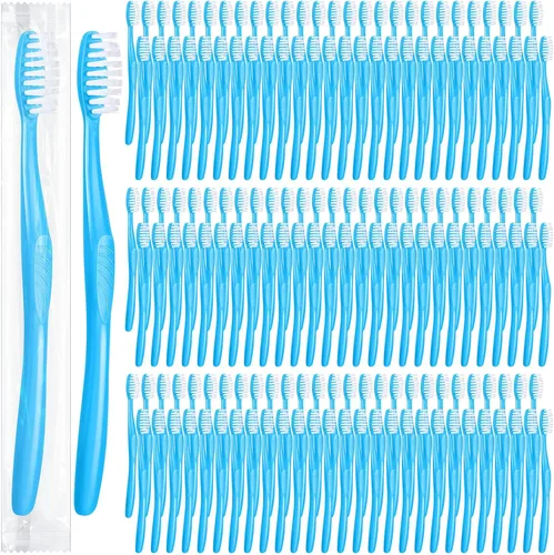 Vista 10 de Tessco for you - 1000 cepillos de dientes desechables a granel envueltos individualmente, cepillos de dientes de viaje, cerdas suaves, cepillo