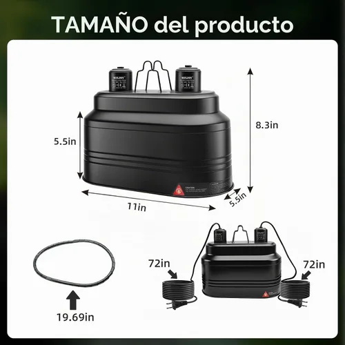 Vista 6 de MIXJOY Lámpara de reptil doble, máximo 160 W cada lámpara de calor con interruptores separados, se adapta a luz de reptil/lámpara de calor/luz UVB