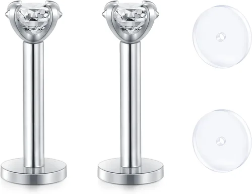 Vista 27 de D.Bella Retenedores de piercing transparentes de 16G para cartílago flexible para hélix, daith, rook, tragus, retenedor de aretes Bioflex, nariz