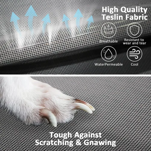 Vista 2 de Cama elevada para perros con tela refrescante Teslin - Catre ligero para perros pequeños, malla transpirable impermeable y lavable, cama elevada