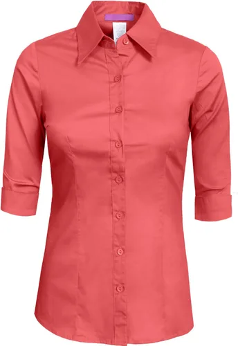 Vista 31 de NE PEOPLE Camisa de oficina con botones y manga 3/4 a medida para mujer