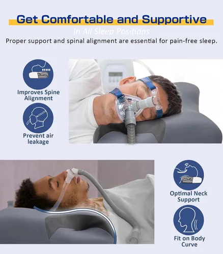 Vista 3 de IKSTAR Almohada CPAP 5.0 para dormir de lado, altura ajustable/soporte de cuello, almohada de espuma viscoelástica adecuada para todos los usuarios
