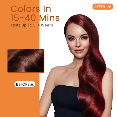 Vista 2 de Champú de tinte para el cabello 3 en 1, 100% cobertura de cabello gris, champú natural instantáneo tratado para canas, vino oscuro rojo burdeos