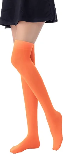 Vista 5 de AGITATESAND Calcetines altos hasta el muslo extra largos para mujer por encima de la rodilla calcetines opacos para uso diario