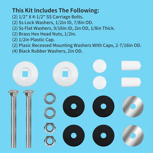 Vista 3 de 67-209-911-SS - Kit de pernos de acero inoxidable para tabla de buceo, kit de pernos de montaje para tabla de buceo de piscina compatible con dos