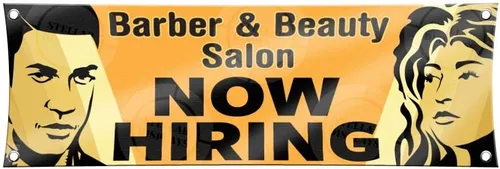 Vista 9 de Cartel de Barber & Beauty Salon Now Hiring (1 pie x 3 pies), cartel colorido de vinilo para pared, cartel de Anuncio Peluqueria Belleza