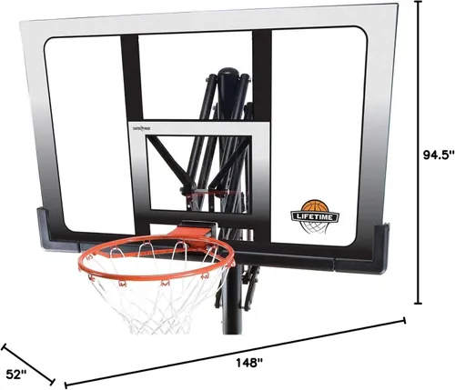 Vista 8 de Lifetime 71286 sistema de baloncesto portátil, extragrande, tablero inastillable de 52 pulgadas