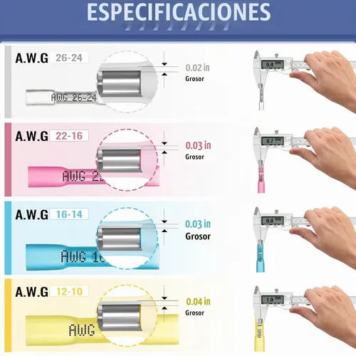 Vista 2 de Conectores de Cable a Tope Termorretráctiles, Sopoby 105 Piezas 12-10 AWG Amarillos con Aislamiento Impermeables Conectores de Cable Eléctrico