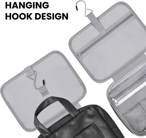 Vista 4 de JOMOLA Neceser colgante para hombres y mujeres, bolsa de maquillaje de viaje resistente al agua, bolsa organizadora de artículos de tocador de viaje