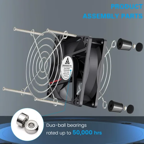 Vista 6 de GDSTIME Ventilador de computadora de 3.150 in con enchufe de CA, ventilador 110 V, 120 V, 220 V, 240 V, pequeña caja sin escobillas de 12 V
