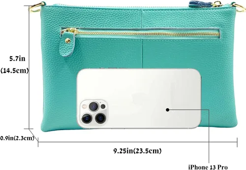 Vista 4 de Beurlike Cartera de cuero para mujer, bolso cruzado pequeño para teléfono
