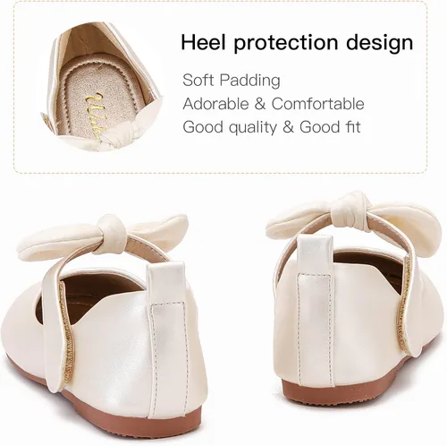 Vista 5 de Walofou Zapatos planos de princesa para fiesta de boda para niñas de flores para niños pequeños