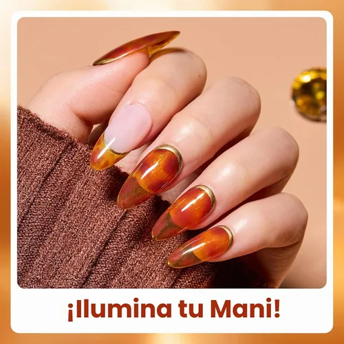 Vista 6 de Beetles - Juego de esmaltes de gel de otoño con gel floreciente, efecto A - Marrón ámbar Atracción ámbar