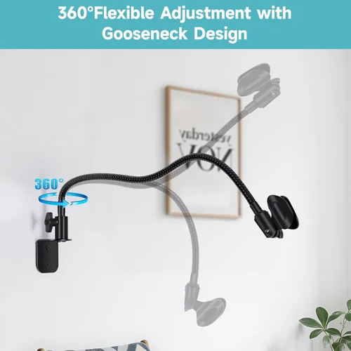 Vista 4 de Soporte de pared para micrófono flexible de alta calidad, soporte de pared para micrófono de escritorio con cuello de cisne, brazo de micrófono